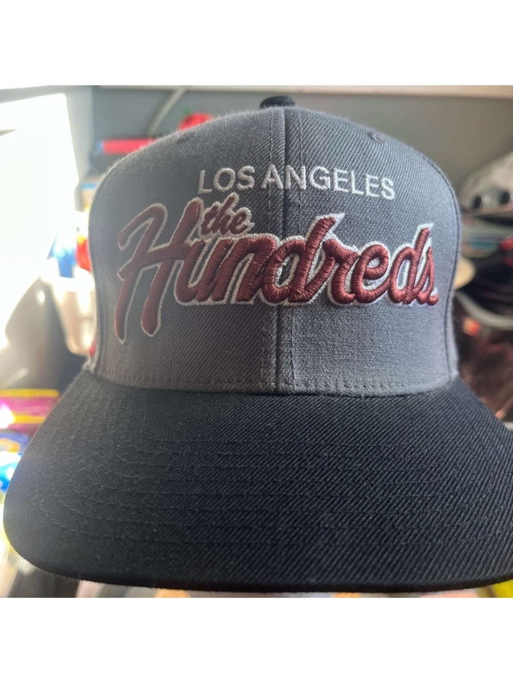 The Hundreds Los Angeles Cap Adjustable Retro Black & Grey Adam Bomb Raider Hat